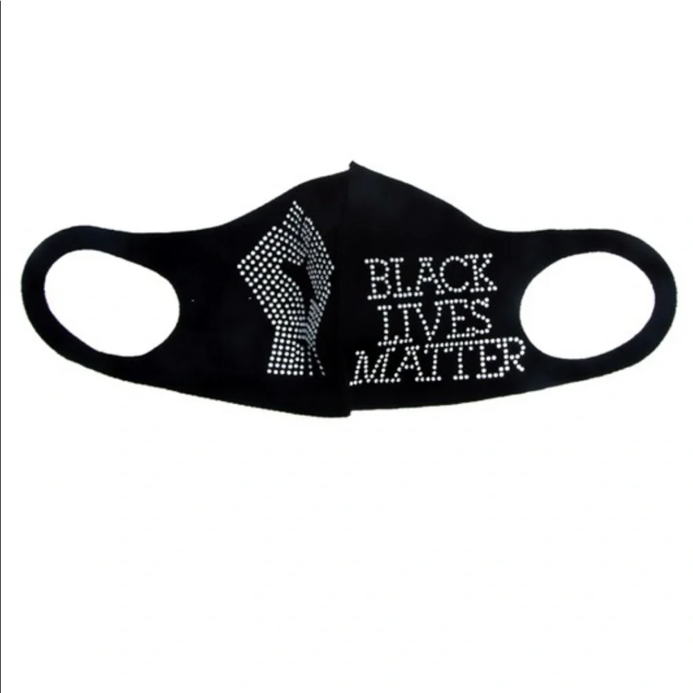Black Lives Matter Black Rhinestone Bling Mask